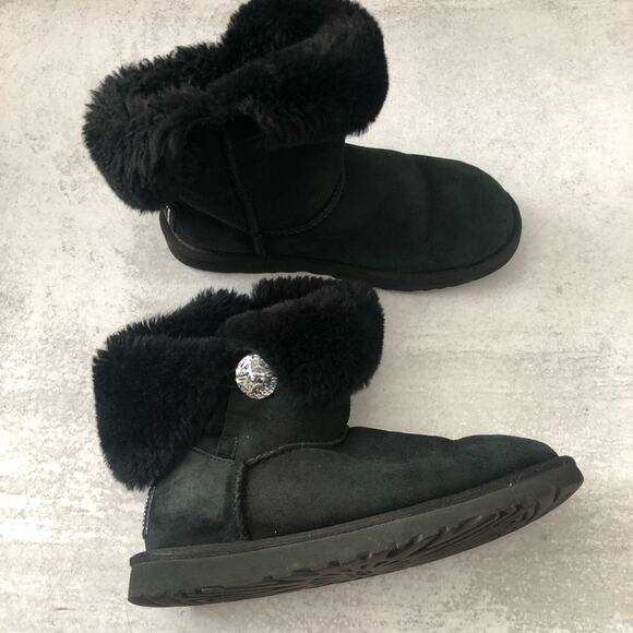UGG Black Bailey Button Crystal Bling Boots - Picture 2 of 9